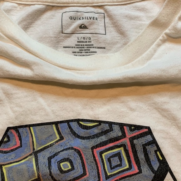 Quicksilver White Graphic T-shirt, Size L - Picture 2 of 2